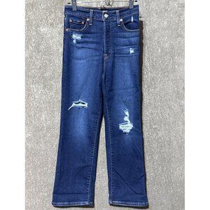 Levi's Ribcage Straight Ankle Button-fly Blue Jeans Women's Size 26 x 27